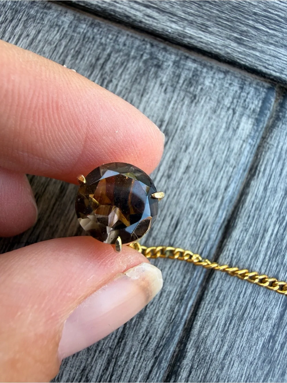 Gold-Tone Tie Tack with real Topaz stone
